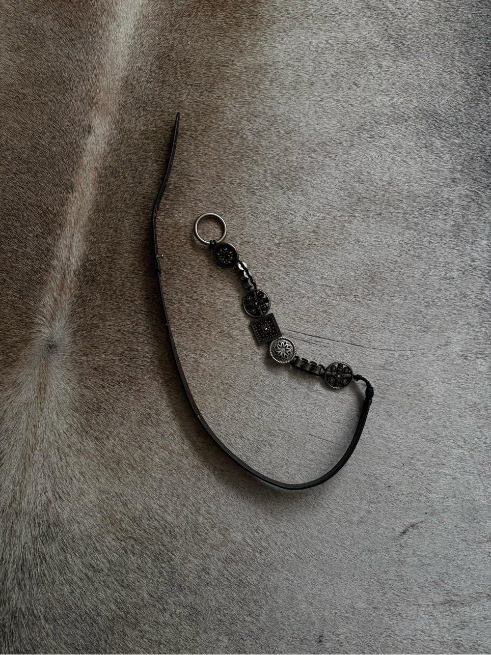 Black Leather belt with Decorative Metal Accents